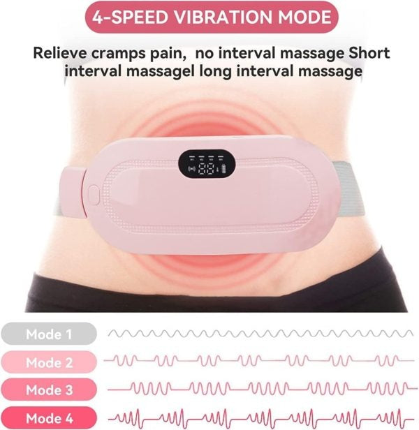 Cramp Relief Belt – Portable Menstrual Heating Pad | 3 Heat Levels & 4 Massage Modes | Electric Heating Belt for Women & Girls
